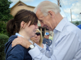 Duryea, PA 9/17/11 -- Vice President Joe Biden consoles a young woman who lost her home due to flooding from tropical storm Lee. The Vice President toured the damaged area and met with survivors here. Photo by Liz Roll/FEMA